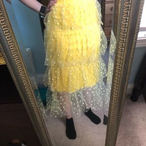 Yellow polka dot skirt